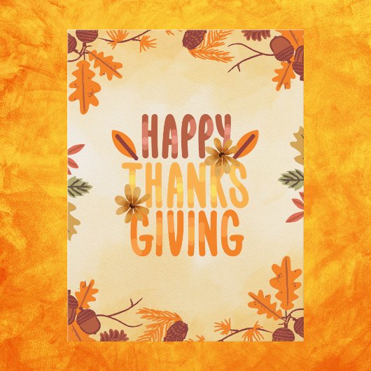 Carte Postale Rustique Feuilles d'automne Bon thanksgiving