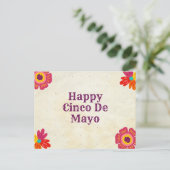 Carte Postale Rustique Floral Happy Cinco de Mayo (Debout devant)