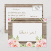 Carte Postale Rustique Floral vieux Mariage Merci (Devant / Derrière)