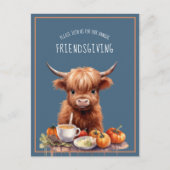 Carte postale Rustique Highland Cow Friendsgiving  (Devant)