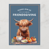 Carte postale Rustique Highland Cow Friendsgiving  (Devant)