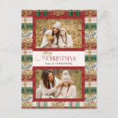 Carte Postale Rustique Joyeux Noël Botanique Plaid 2 Photo (Devant)