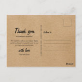 Carte Postale Rustique Kraft Boho Mariage Photo Merci Postcard (Dos)