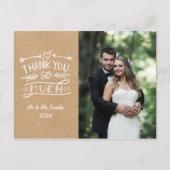 Carte Postale Rustique Kraft Boho Mariage Photo Merci Postcard (Devant)