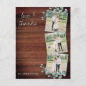 Carte Postale Rustique Mariage Merci Vert Photo Collage (Devant)