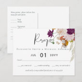 Carte Postale Rustique Maroon Ginger Blush Wedding RSVP (Devant / Derrière)