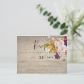 Carte Postale Rustique Maroon Ginger Blush Wedding RSVP (Debout devant)