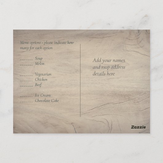 Carte Postale Rustique Maroon Ginger Blush Wedding RSVP (Dos)