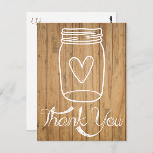 Carte Postale Rustique Mason Jar Bois Brown (Devant / Derrière)