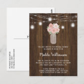 Carte Postale Rustique Mason Jar Lumières florales Fête des mari (Devant / Derrière)