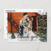 Carte Postale Rustique moderne calligraphie Script Merci Mariage (Devant / Derrière)