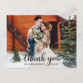 Carte Postale Rustique moderne calligraphie Script Merci Mariage (Devant)