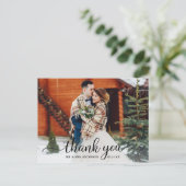 Carte Postale Rustique moderne calligraphie Script Merci Mariage (Debout devant)