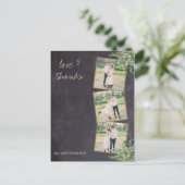 Carte Postale Rustique moderne Chalkboard Photo Mariage Merci (Debout devant)