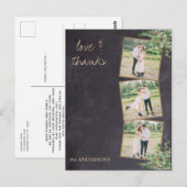 Carte Postale Rustique moderne Chalkboard Photo Mariage Merci (Devant / Derrière)