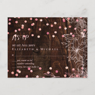 Carte Postale Rustique moderne Dusty Rose rose Confetti Mariage
