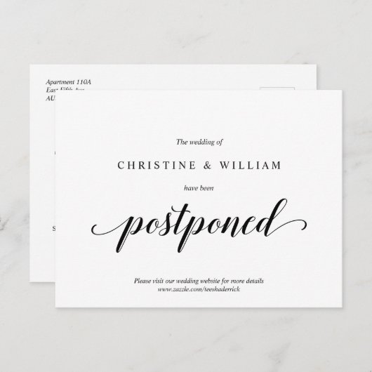 Carte Postale Rustique moderne, Faire-part de mariage reporté (Devant / Derrière)