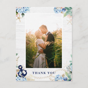 Carte Postale Rustique Nautique Plage Mariage Merci photo