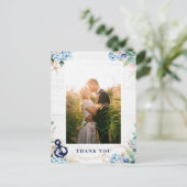 Carte Postale Rustique Nautique Plage Mariage Merci photo (Debout devant)