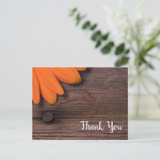 Carte Postale Rustique Orange Daisy Grange Bois Pays Merci (Debout devant)