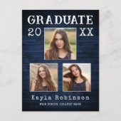 Carte Postale Rustique Pays Bleu Bois Imprimer 3 Diplôme Photo (Devant)