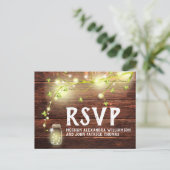 Carte Postale Rustique Pays Bois Mason Jar Lumières RSVP (Debout devant)