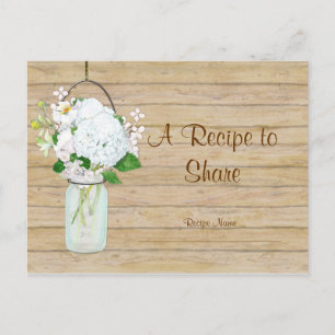 Carte Postale Rustique Pays Mason Fleurs Jar Blanches Hydrangeas
