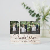 Carte Postale Rustique Photo Chic Mariage moderne Merci (Debout devant)