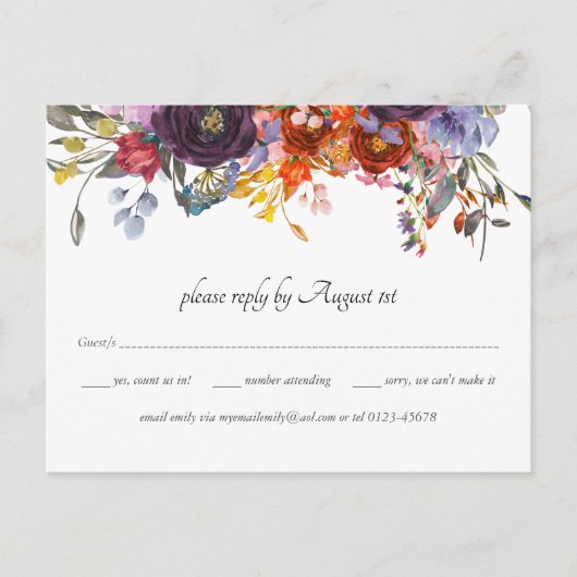 Carte postale Rustique Plum Orange Fall RSVP (Devant)