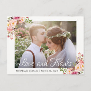 Carte Postale Rustique romantique Mariage photo Merci