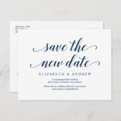 Carte Postale Rustique, Sauvez la nouvelle date, bleu marine, re (Devant / Derrière)