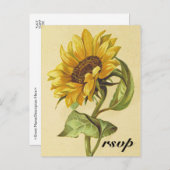 Carte Postale Rustique Vintage Sunflower "rsvp" (Devant / Derrière)