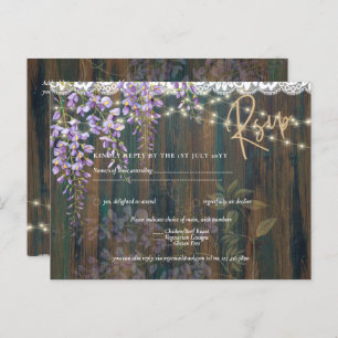 Carte Postale Rustique Wisteria Dentelle en bois Lumières Mariag