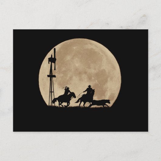 Carte Postale Rustlers Moon Cattle and Cowboys Team Roping (Devant)