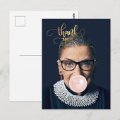 Carte Postale Ruth Bader Ginsburg Soufflant du chewing-gum Merci (Devant / Derrière)