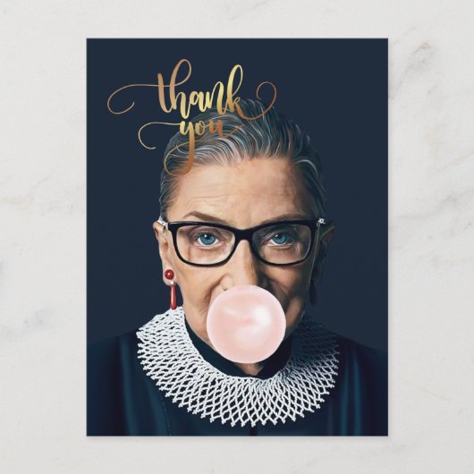 Carte Postale Ruth Bader Ginsburg Soufflant du chewing-gum Merci (Devant)