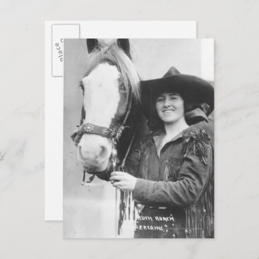 Carte Postale Ruth Roach et son cheval. (Devant / Derrière)