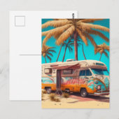 Carte Postale RV rétro et palmiers (Devant / Derrière)