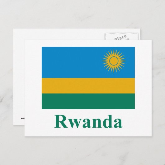 Carte Postale Rwanda Drapeau avec nom (Devant / Derrière)