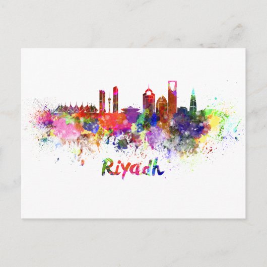 Carte Postale Ryad skyline in watercolor (Devant)