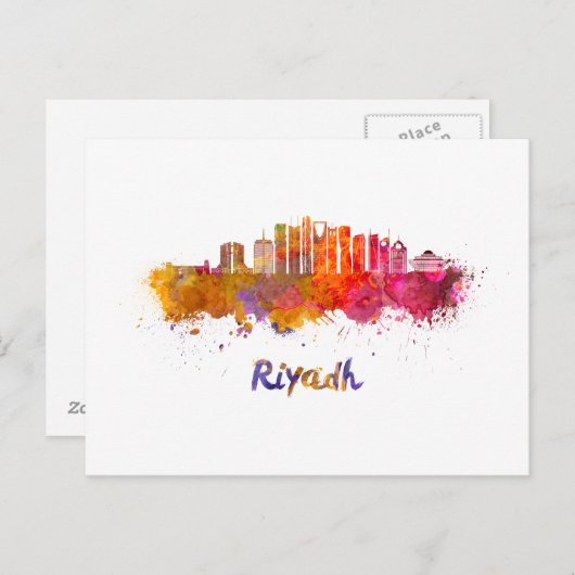 Carte Postale Ryad V2 skyline in watercolor (Devant / Derrière)