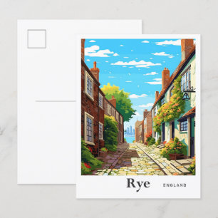 Carte Postale Rye Angleterre Art Vintage Illustration Voyage