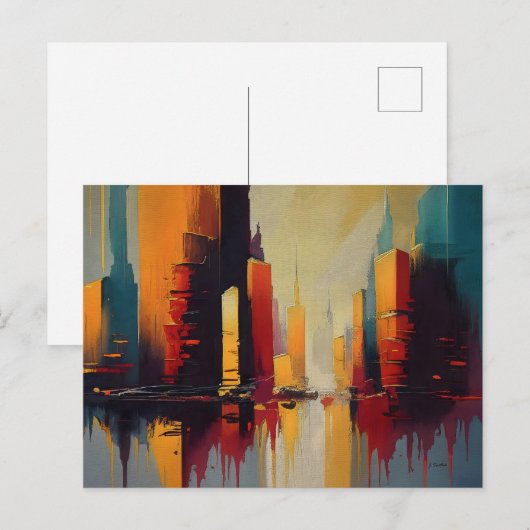 Carte Postale Rythme Vertical Urbain – Ville Abstraite (Devant / Derrière)