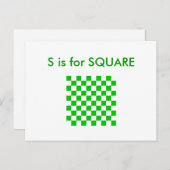 Carte Postale "S" est pour Carré Alphabet Flashcard (Devant / Derrière)