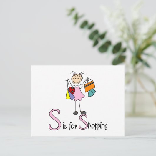 Carte Postale S est pour Shopping (Debout devant)