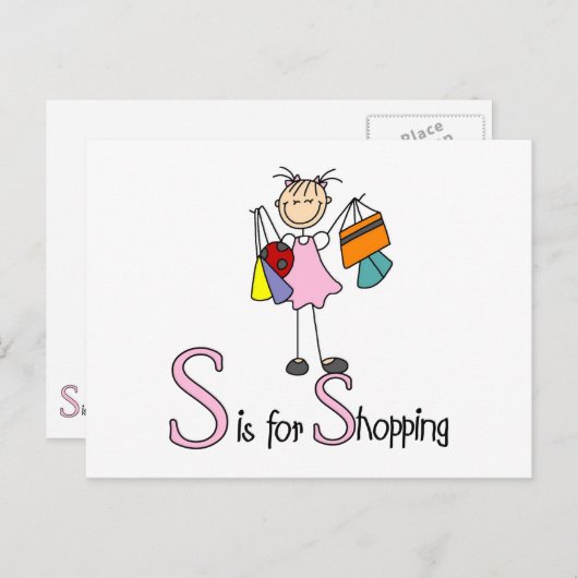 Carte Postale S est pour Shopping (Devant / Derrière)