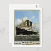 Carte Postale S.S. Caledonia - New York à et de Glasgow (Devant / Derrière)