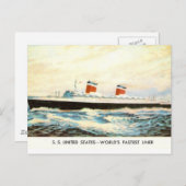Carte Postale S.S. États-Unis - Projet American Liner (Devant / Derrière)