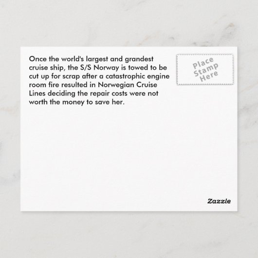 Carte Postale S/S Norvège (Dos)