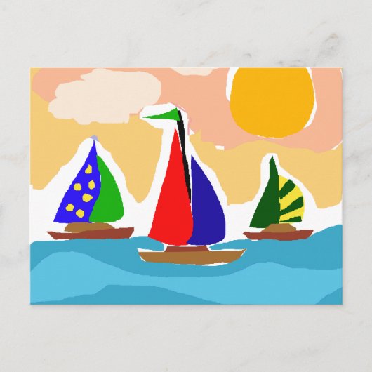Carte Postale SA - Art primitif de voilier coloré (Devant)